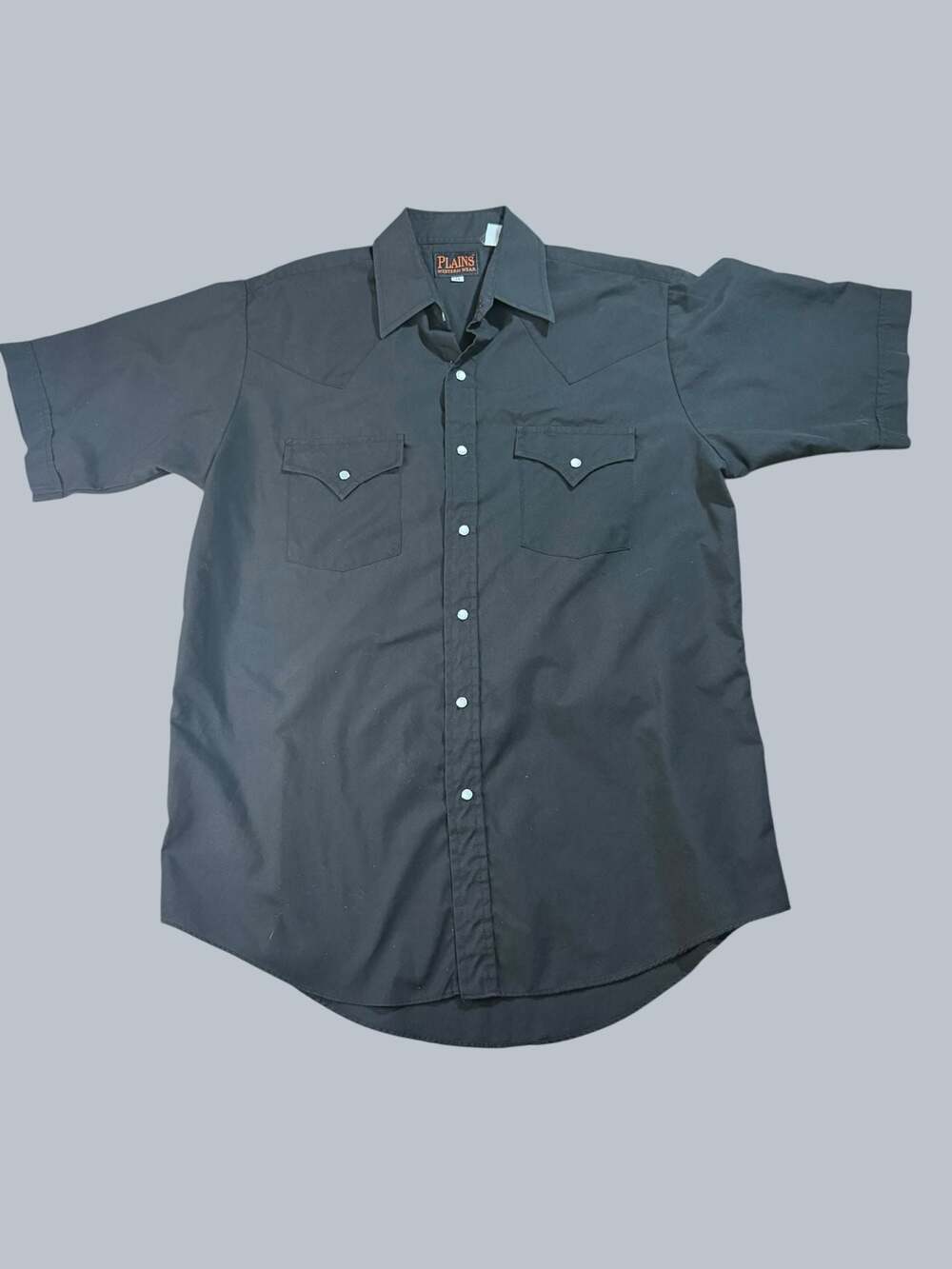 Plains Western Wear Mens Black Pearl Snap Short Sleeve Western Cowboy Shirt Size